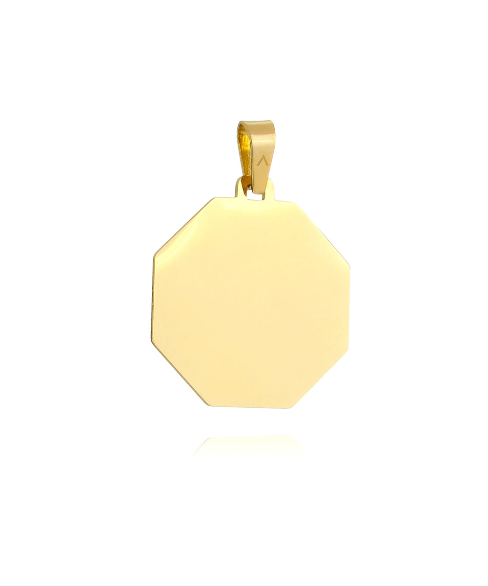 Colgante Personalizable Basic Acero 1 mm M Corazón Octagonal En Oro