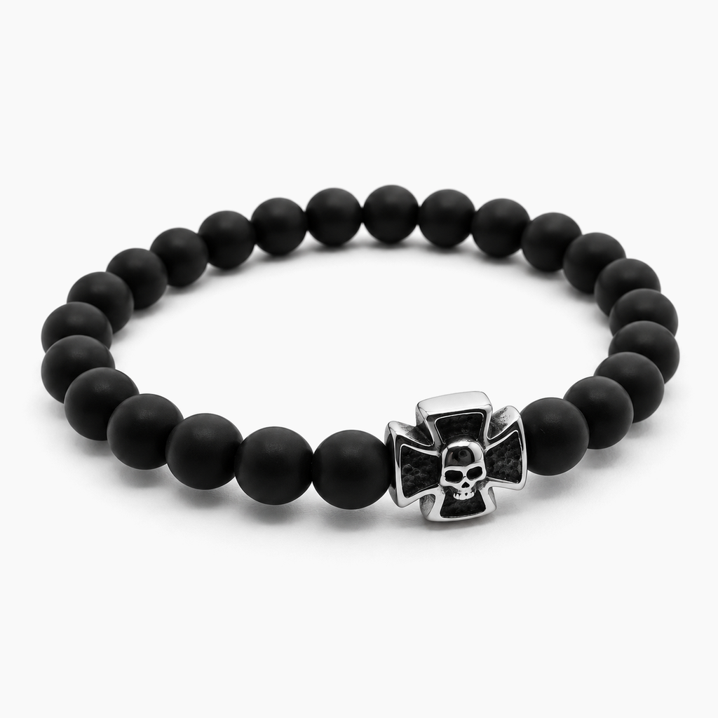 Pulsera de Shamballa con cuentas negras mate - 19 cm - vista principal