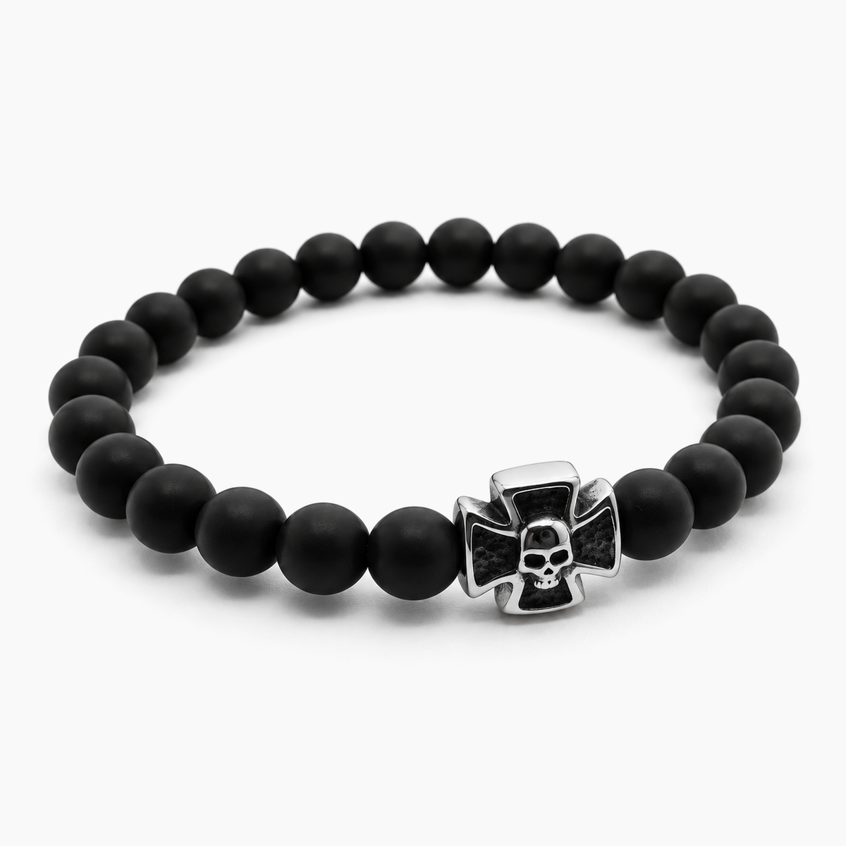 Pulsera de Shamballa con cuentas negras mate - 19 cm - vista principal