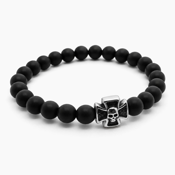 Pulsera de Shamballa con cuentas negras mate - 19 cm - vista principal