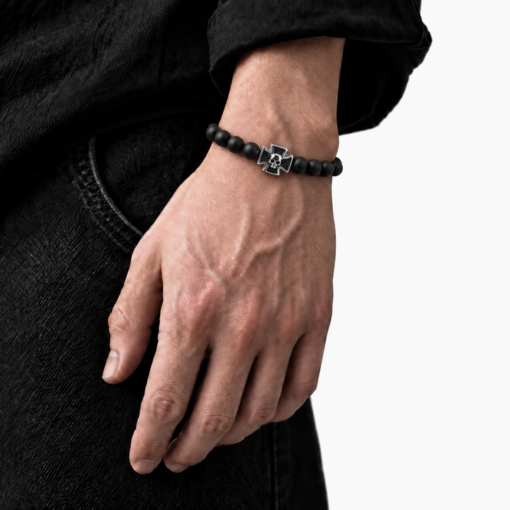 Pulsera de Shamballa con cuentas negras mate - 19 cm - vista 2