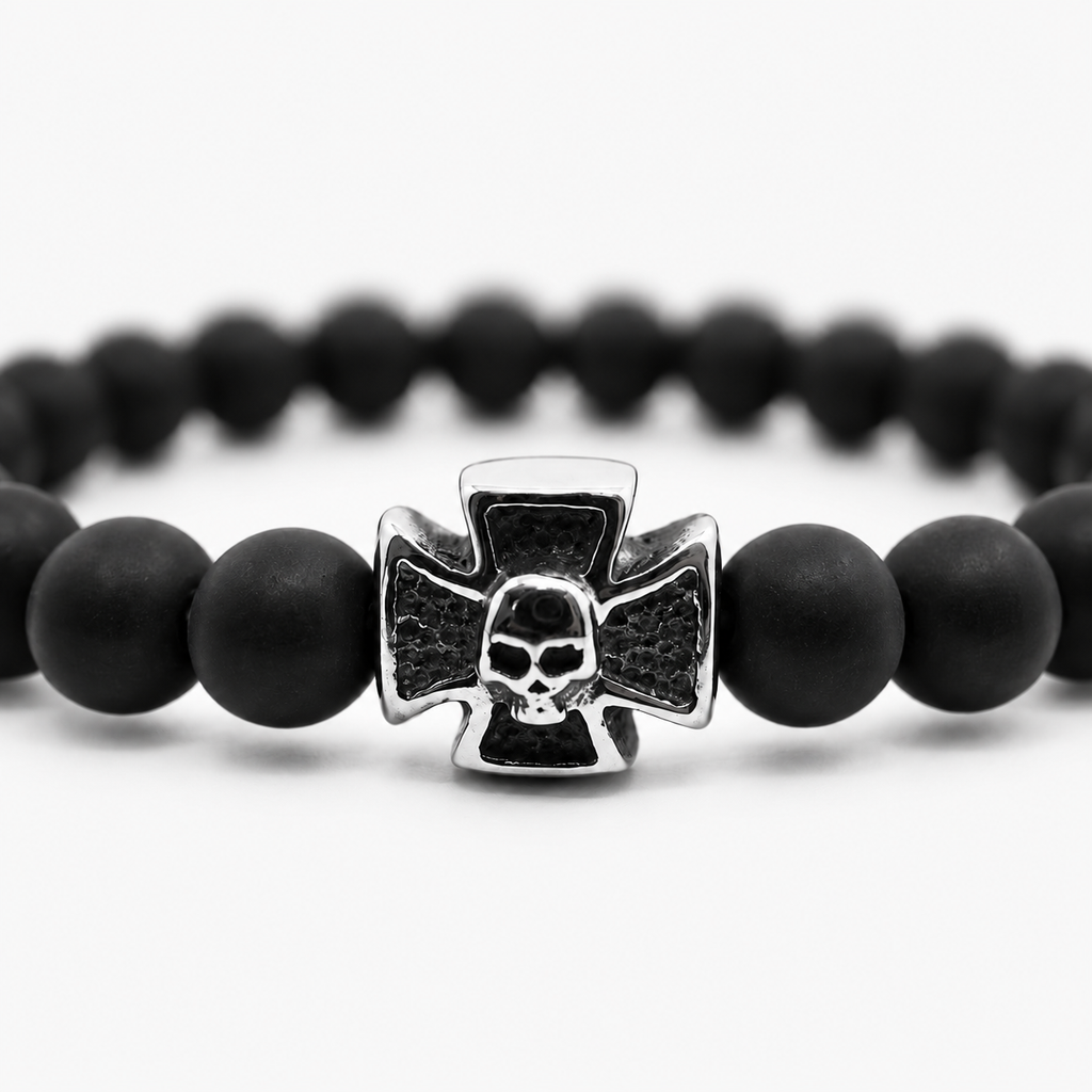 Pulsera de Shamballa con cuentas negras mate - 19 cm - vista 3