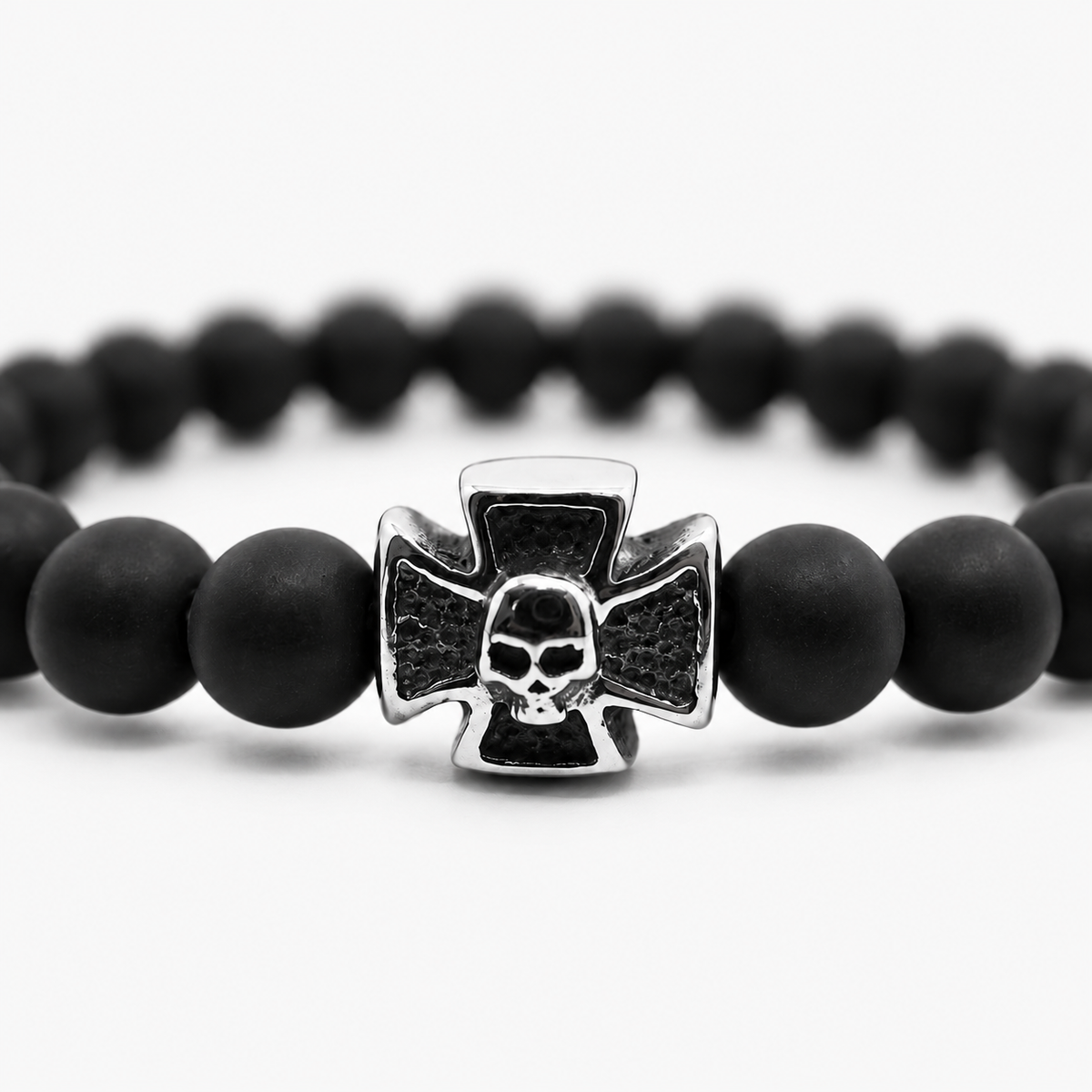 Pulsera de Shamballa con cuentas negras mate - 19 cm - vista 3