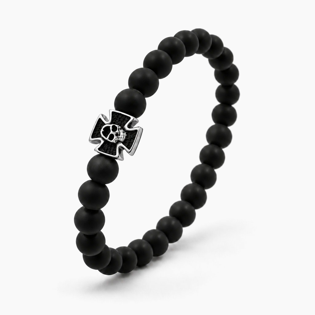 Pulsera de Shamballa con cuentas negras mate - 19 cm - vista 4