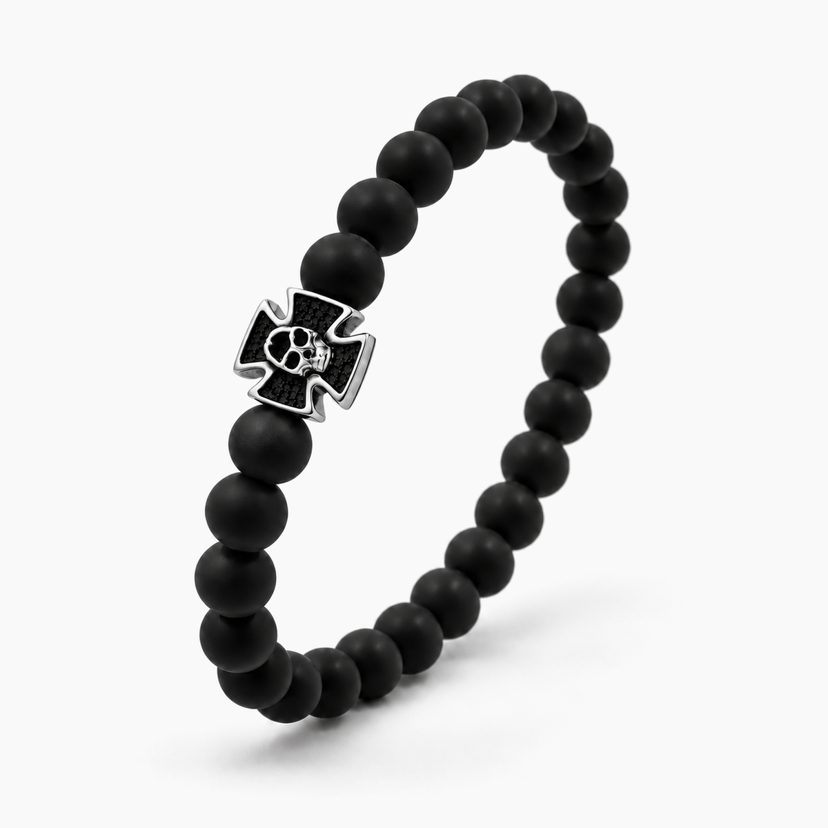 Pulsera de Shamballa con cuentas negras mate - 19 cm - vista 4