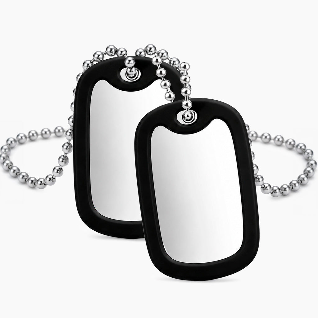 Collar personalizable con doble, placa en acero pulido