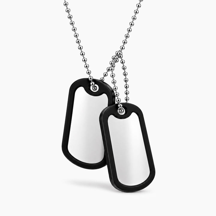 Collar personalizable con doble, placa en acero pulido