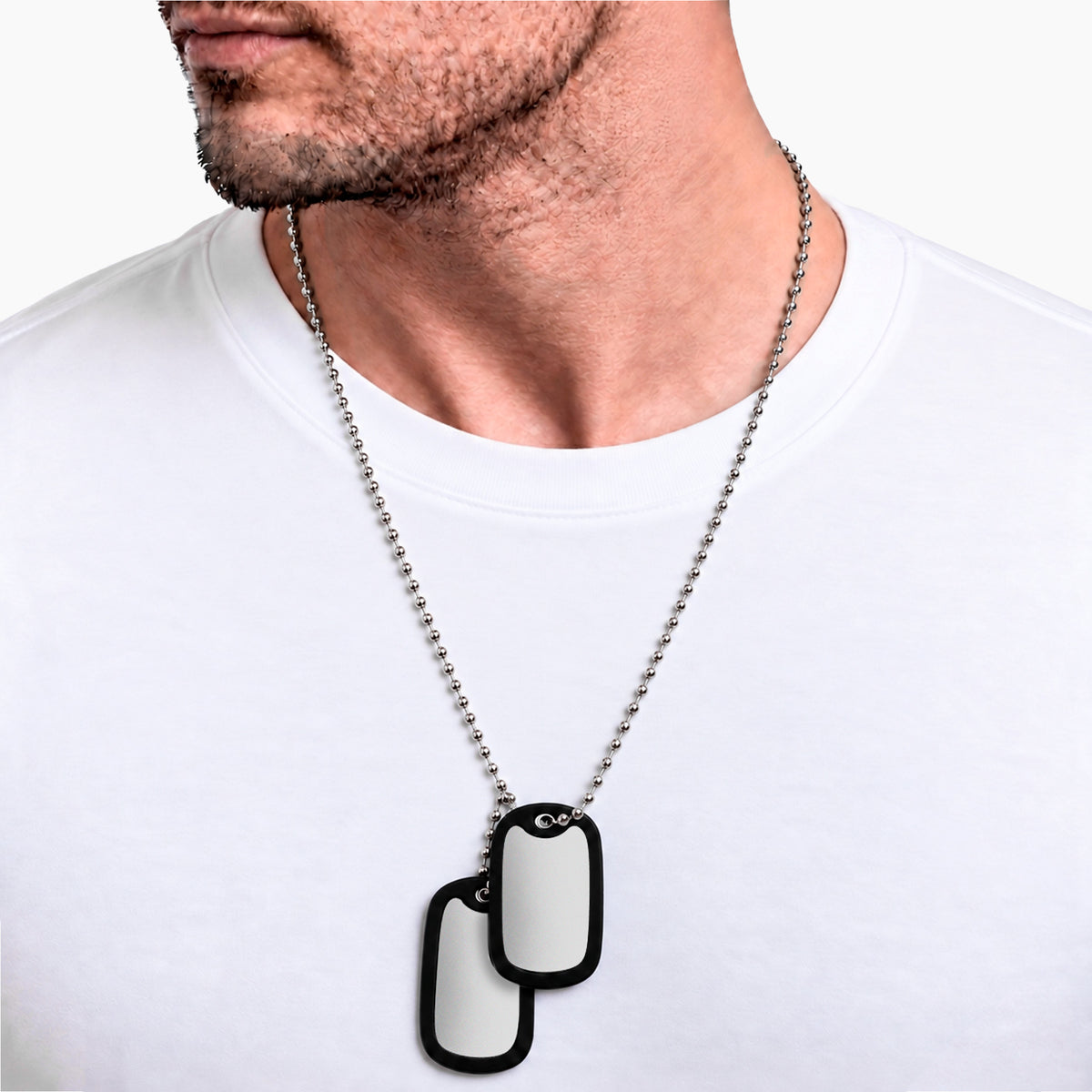 Collar personalizable con doble placa acabado mate