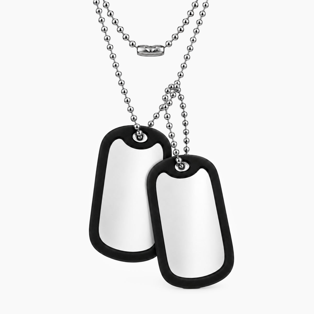 Collar personalizable con doble, placa en acero pulido