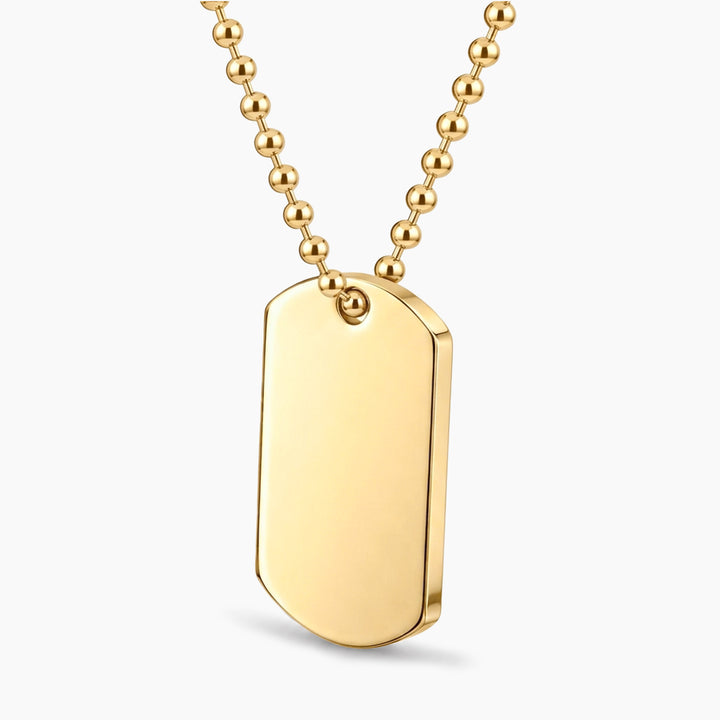 Collar personalizable con placa militar revestido oro