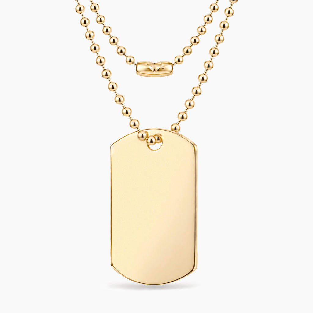 Collar personalizable con placa militar revestido oro