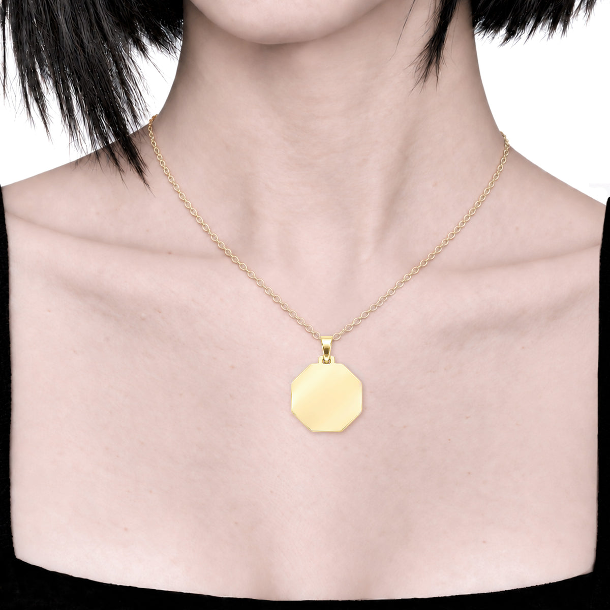 Dije personalizable octagonal revestido en oro