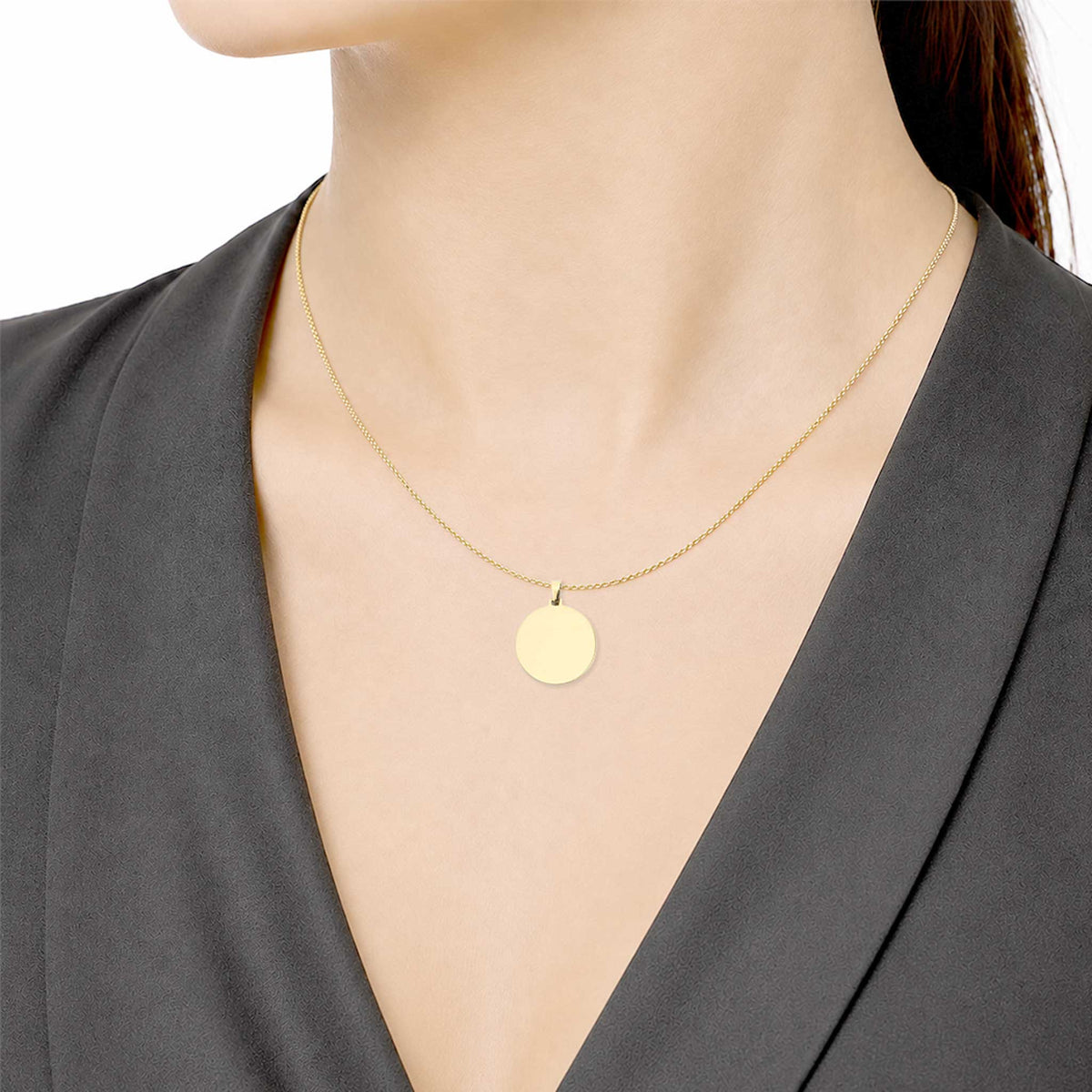 Dije personalizable redondo revestido en oro