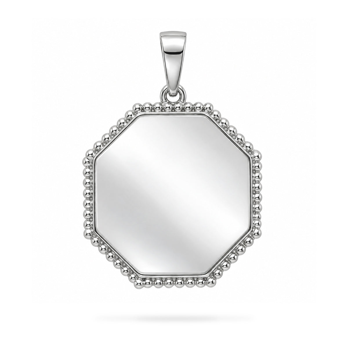 Dije personalizable octagonal con detalle lateral