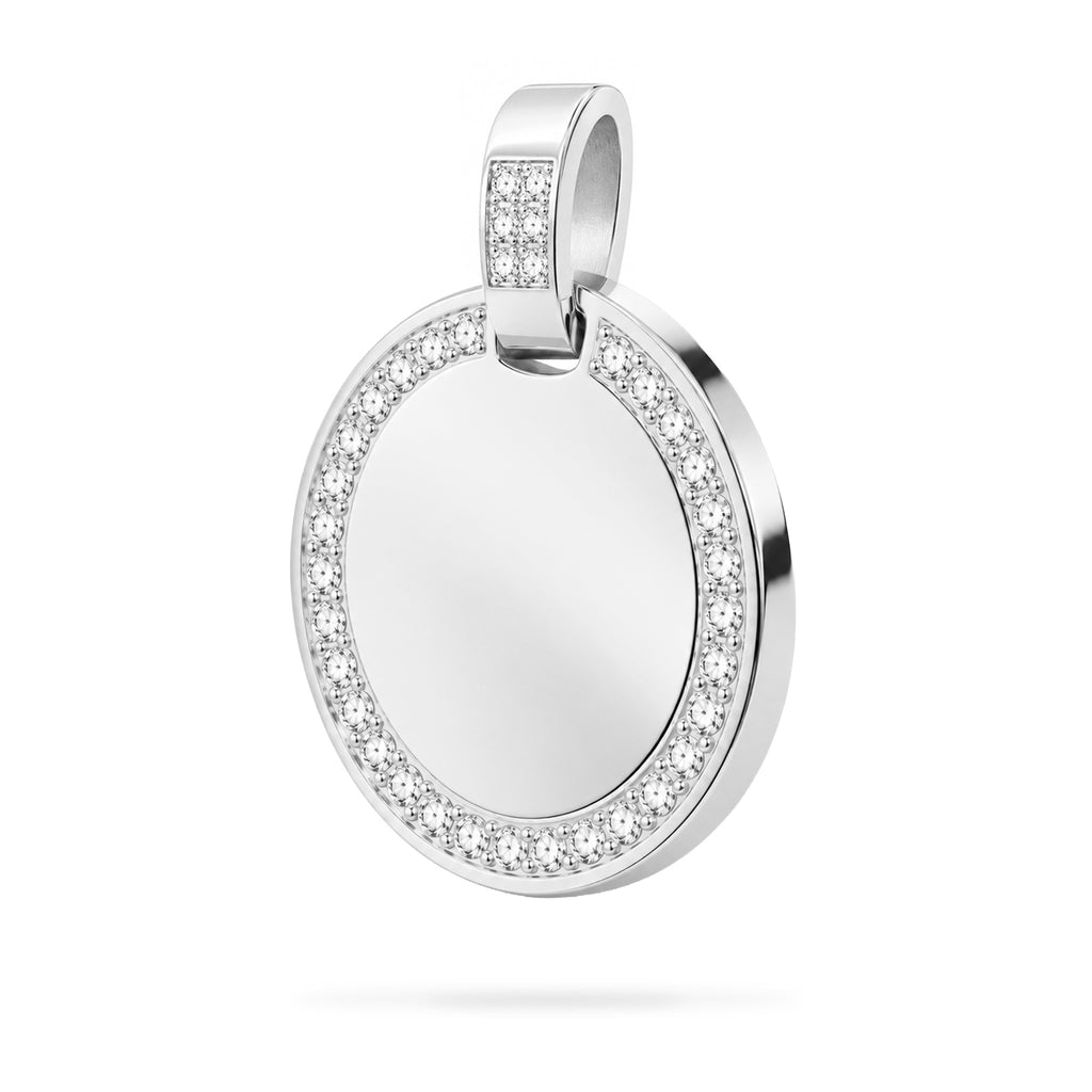 Dije personalizable redondo con zirconitas