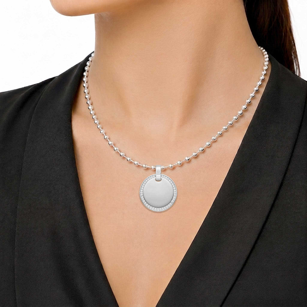 Dije personalizable redondo con zirconitas