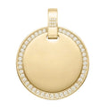 Dije personalizable redondo con zirconitas revestido en oro