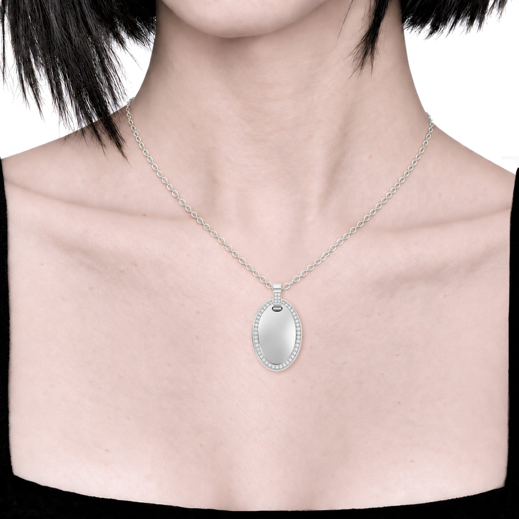 Dije personalizable ovalado con zirconitas