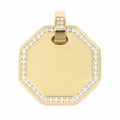 Dije personalizable octagonal con zirconitas revestido en oro