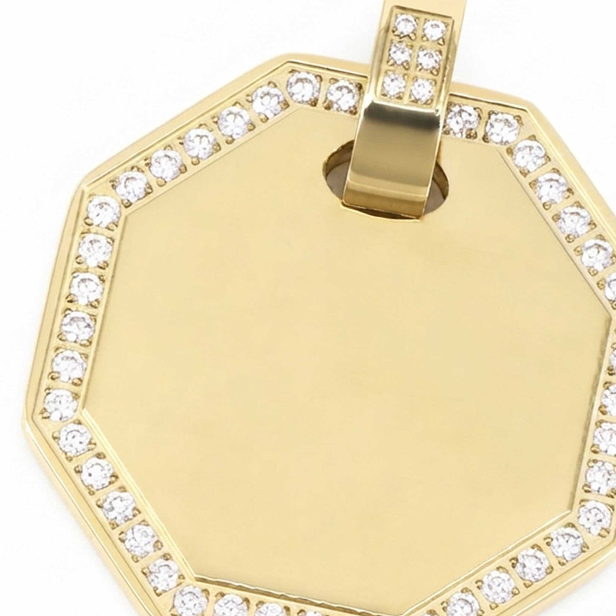 Dije personalizable octagonal con zirconitas revestido en oro