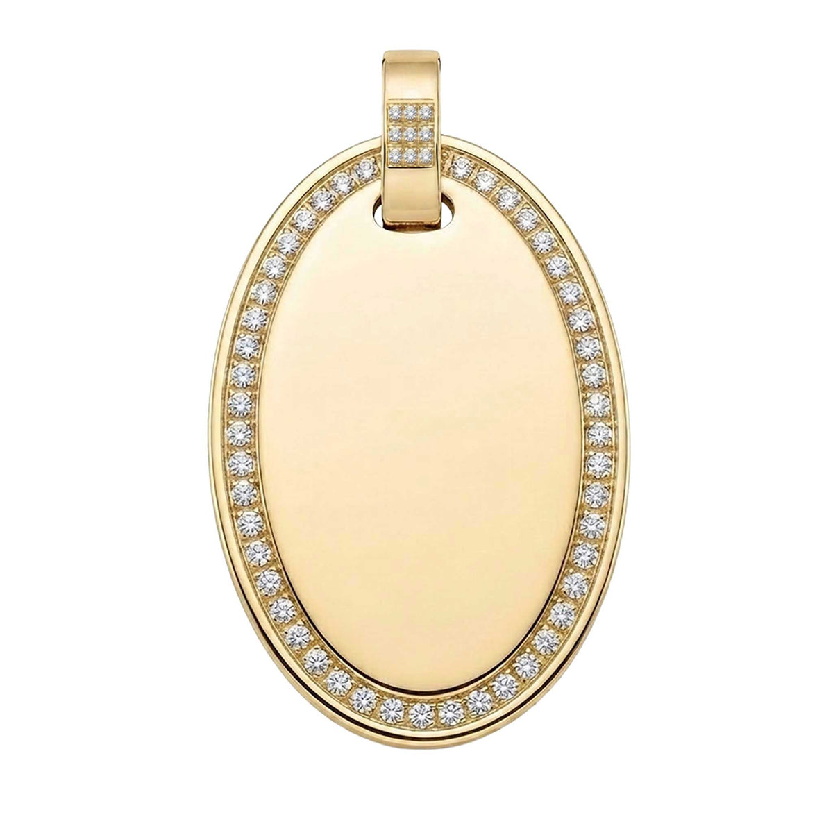 Dije personalizable ovalado con zirconitas revestido en oro