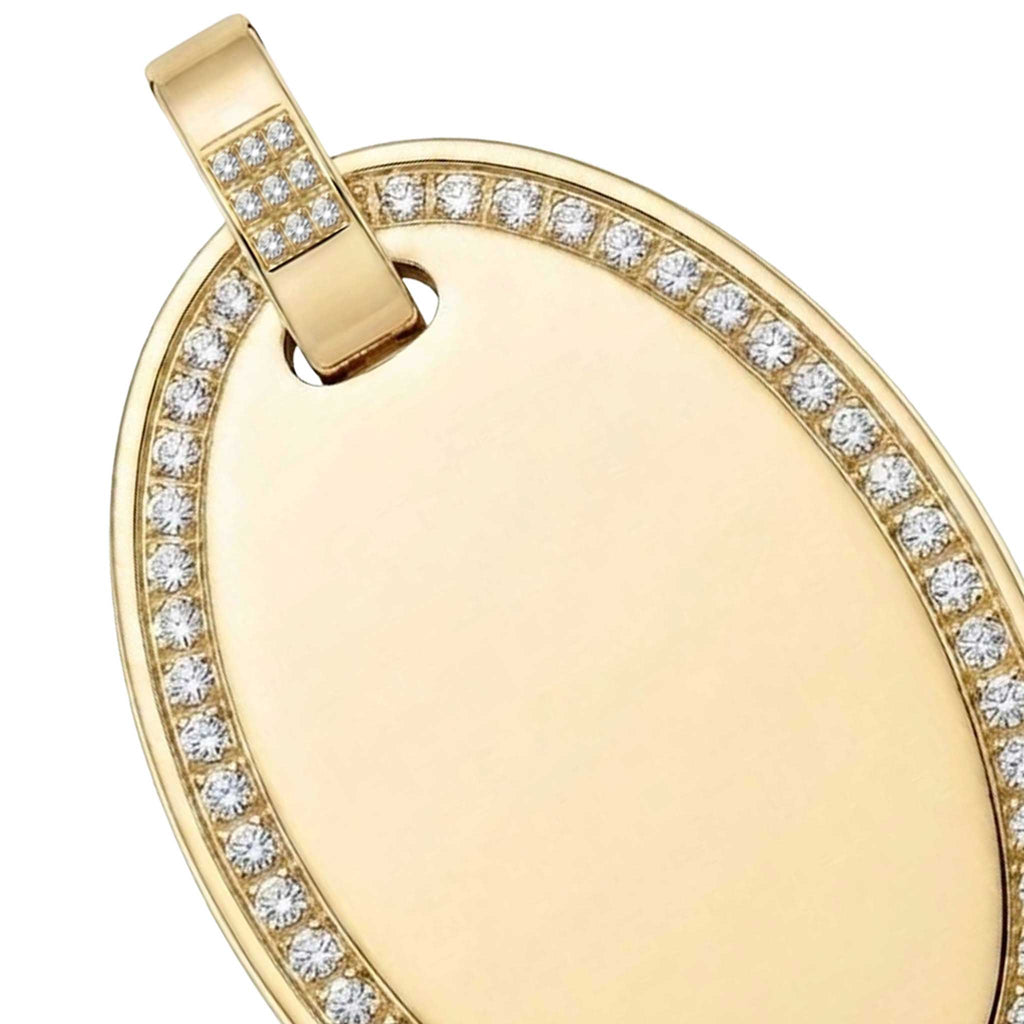 Dije personalizable ovalado con zirconitas revestido en oro