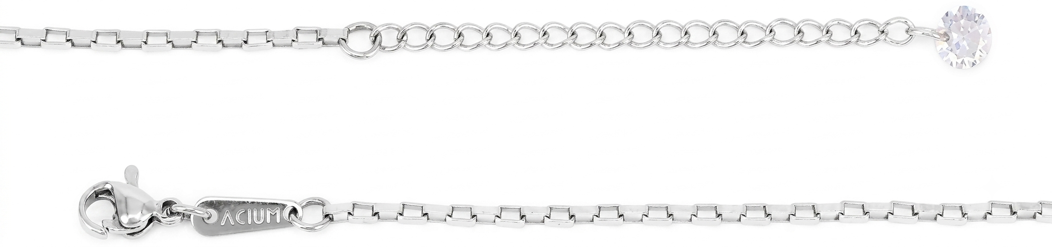 Cadena Classic Tejido grumet con zirconias Acero pulido