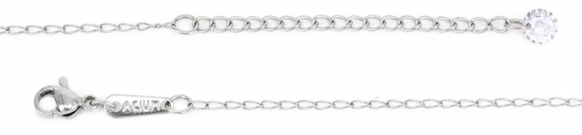 Cadena Classic Eslabón delgado con zirconias Acero pulido