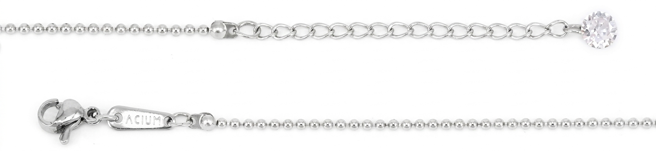 Cadena Classic Bolitas con zirconias Acero pulido