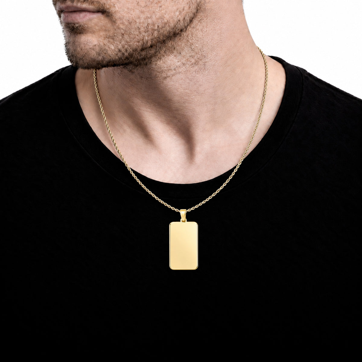 Dije rectangular personalizable revestido en oro