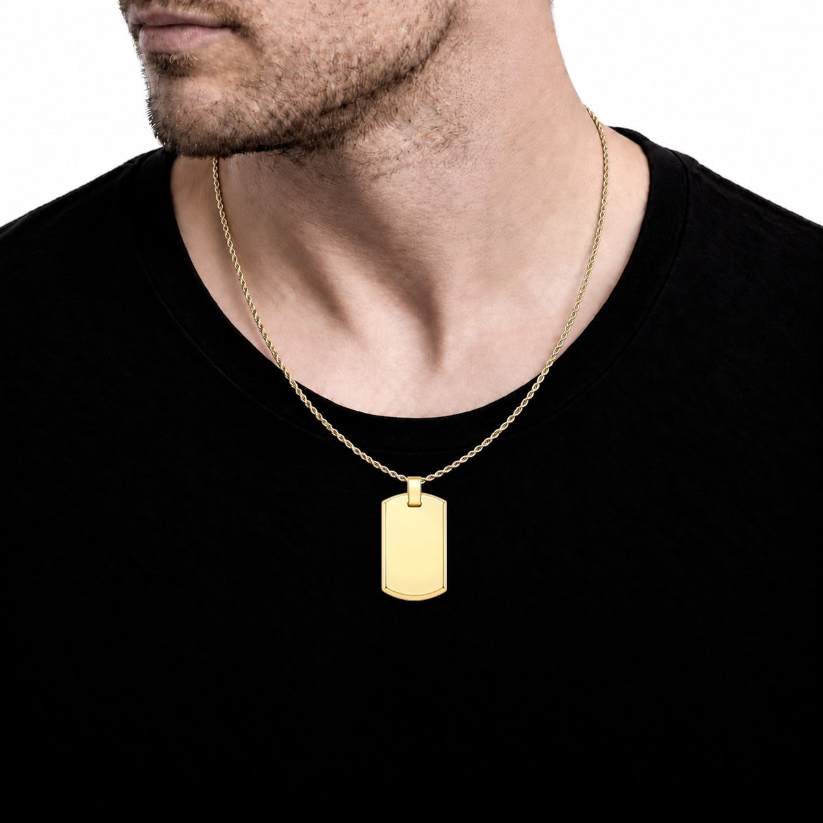 Dije rectangular arredondeado personalizable revestido en oro