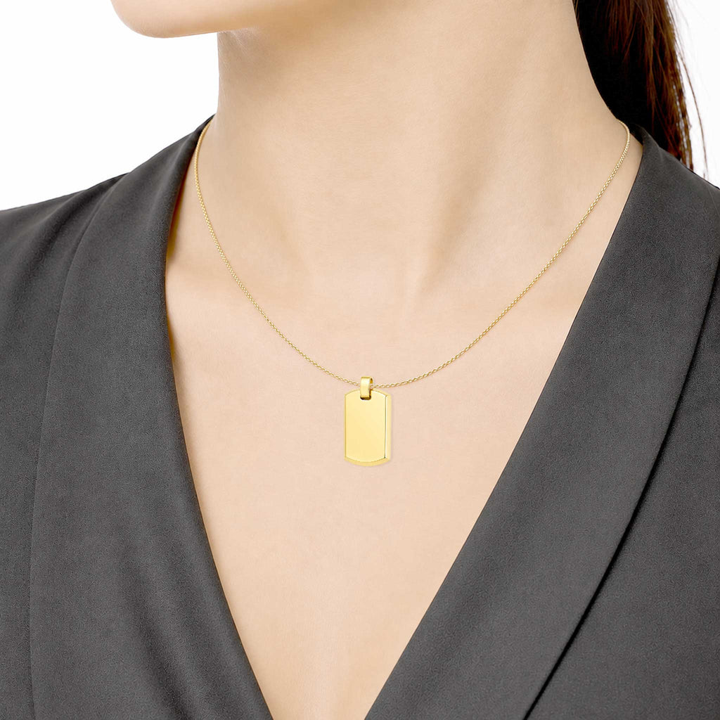 Dije rectangular arredondeado personalizable revestido en oro