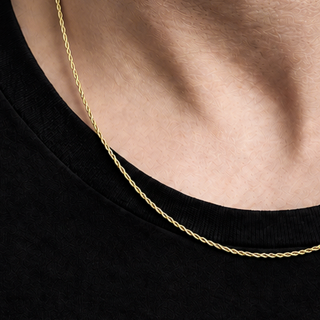 Cadena tejido cordón francés, con revestimiento en oro brillante