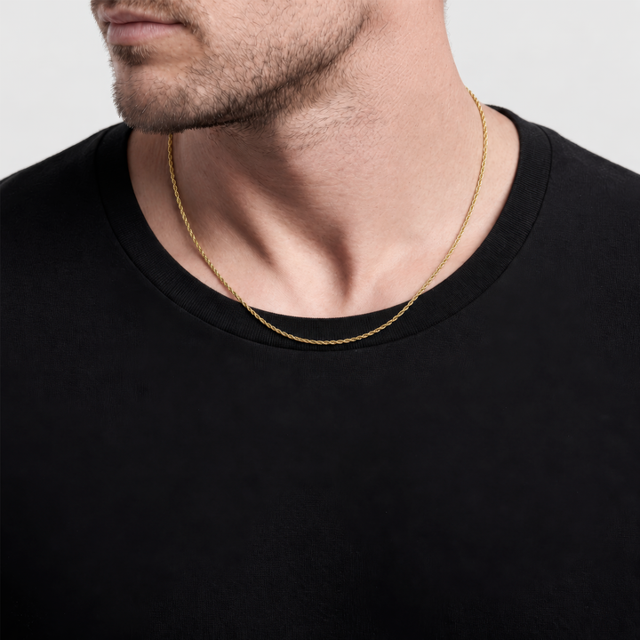 Cadena tejido cordón francés, revestimiento en oro - 50 cm