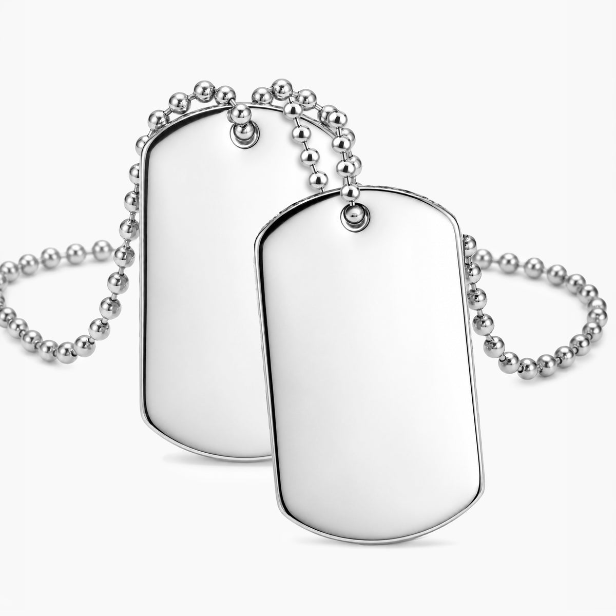 Collar personalizable en acero pulido, con doble placa de dos tamaños
