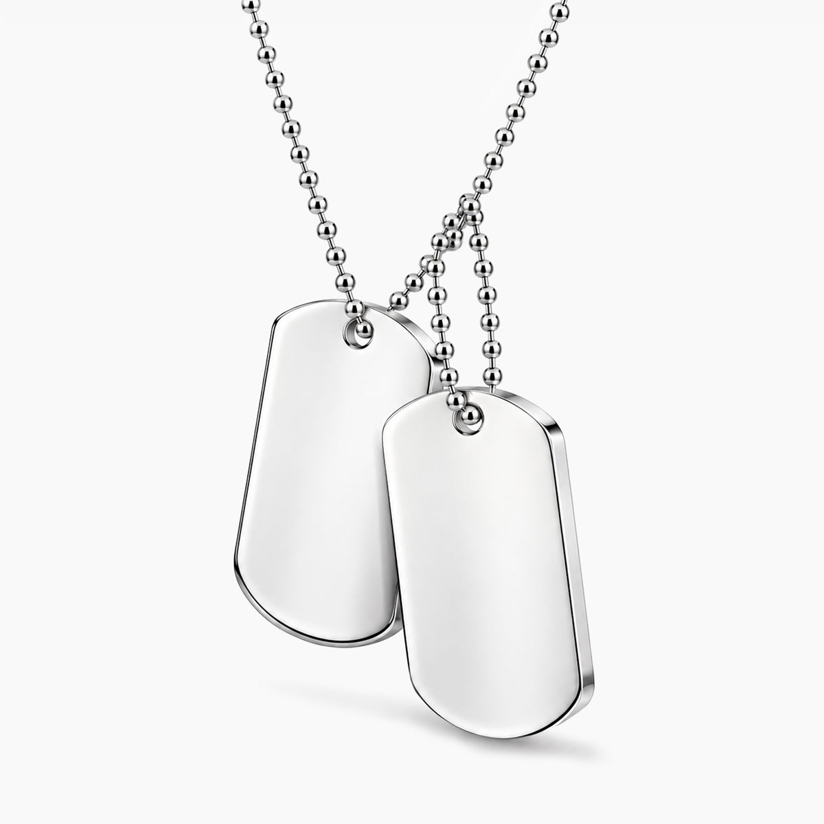 Collar personalizable en acero pulido, con doble placa de dos tamaños