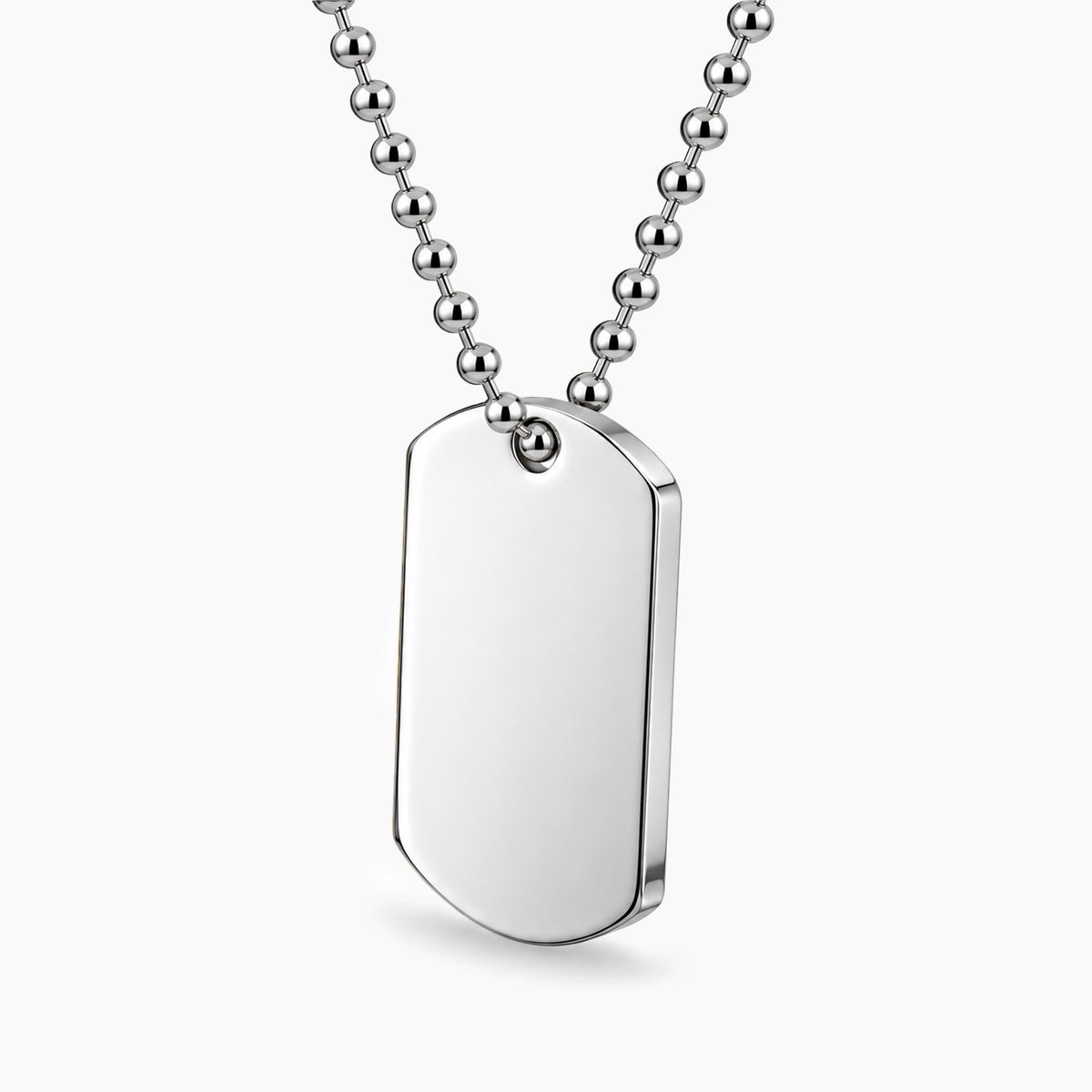 Collar personalizable con placa militar, en acero pulido