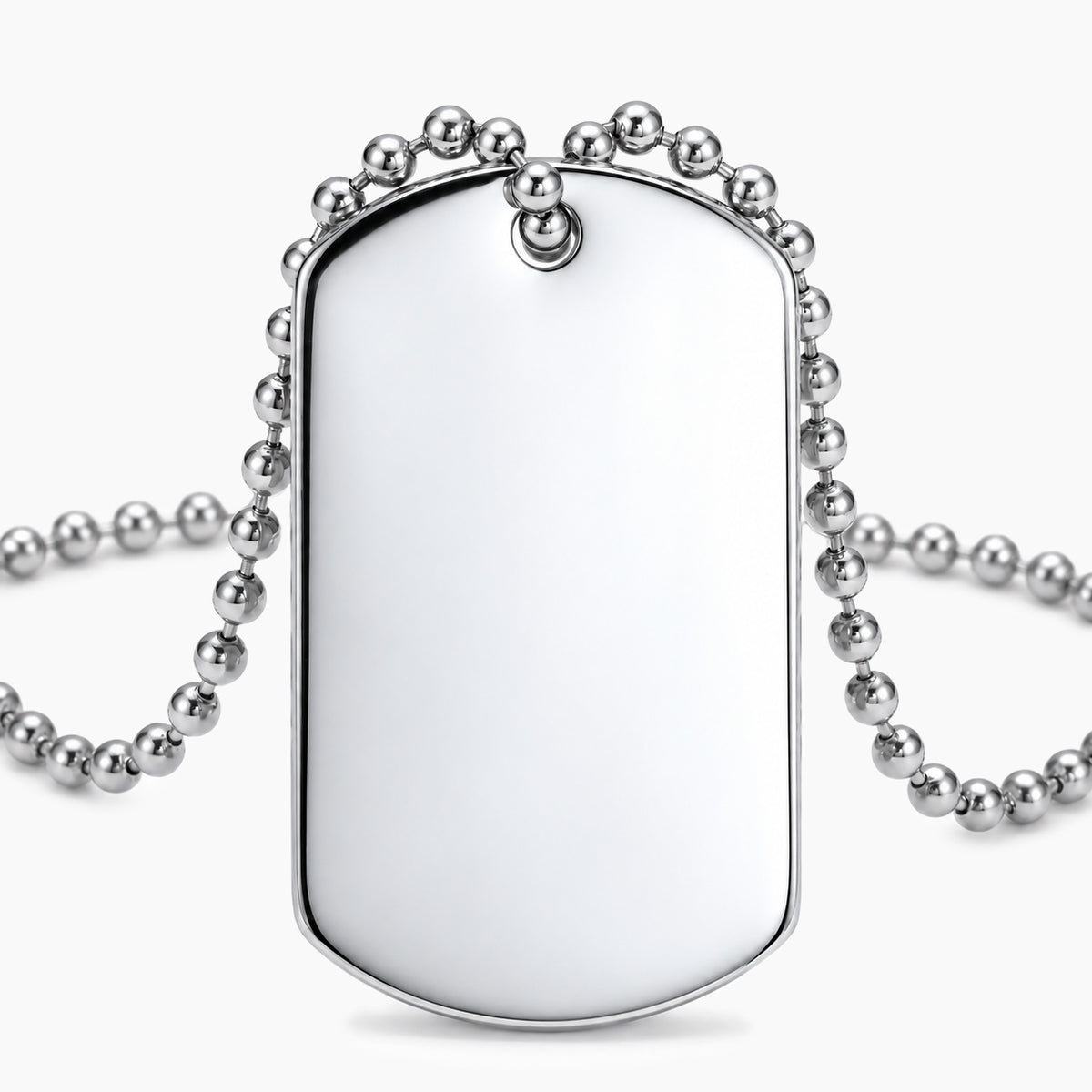 Collar personalizable con placa militar, en acero pulido
