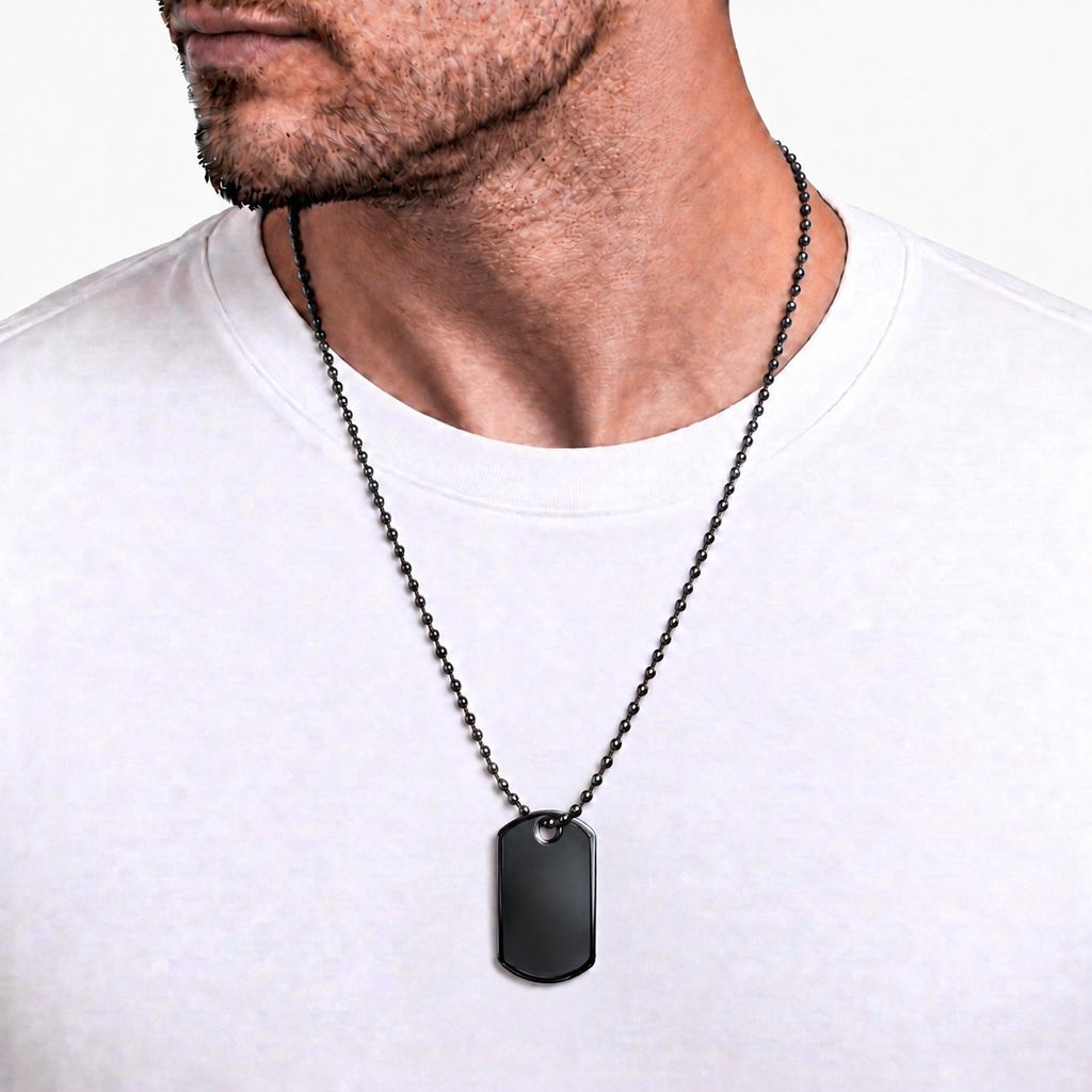Collar personalizable, en acero pulido y placa militar