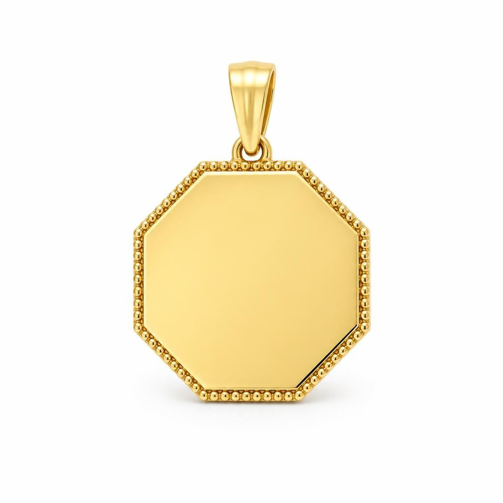 Dije personalizable octagonal revestido en oro